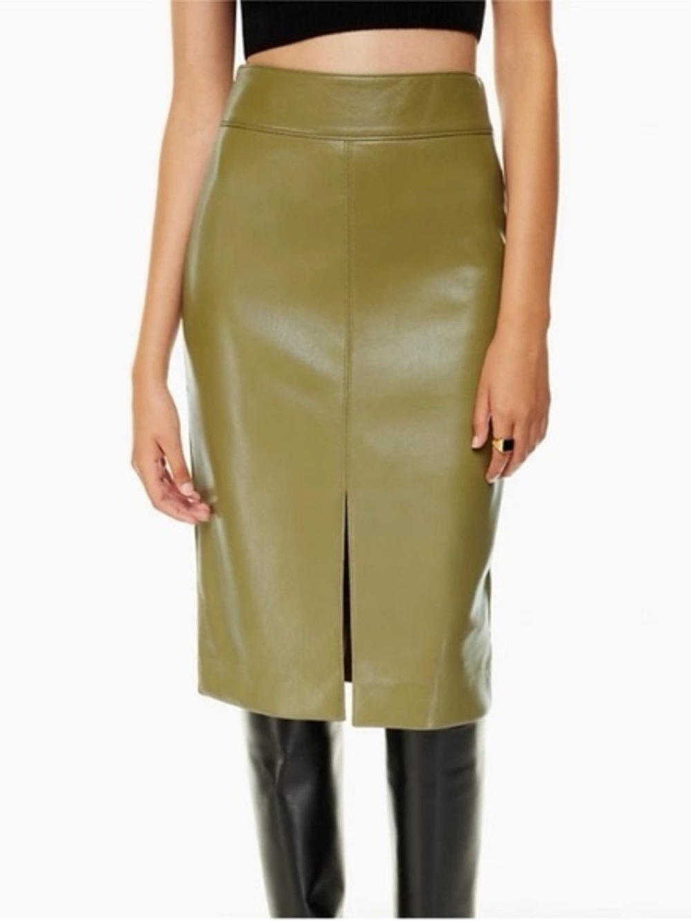 Aritzia Babaton Pegu Vegan Leather Pencil Midi skirt size 2